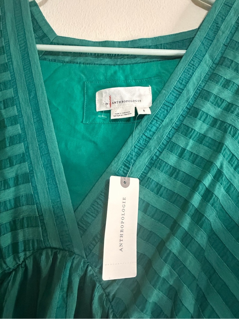 Anthropologie Teal Green V‑Neck Ruffle Midi Dress - Picture 5 of 7